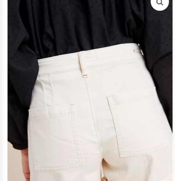 Anthro Pilcro Ivory/Ecru High-Rise Slim Boyfriend Denim Short - Size 29 - Picture 2 of 9